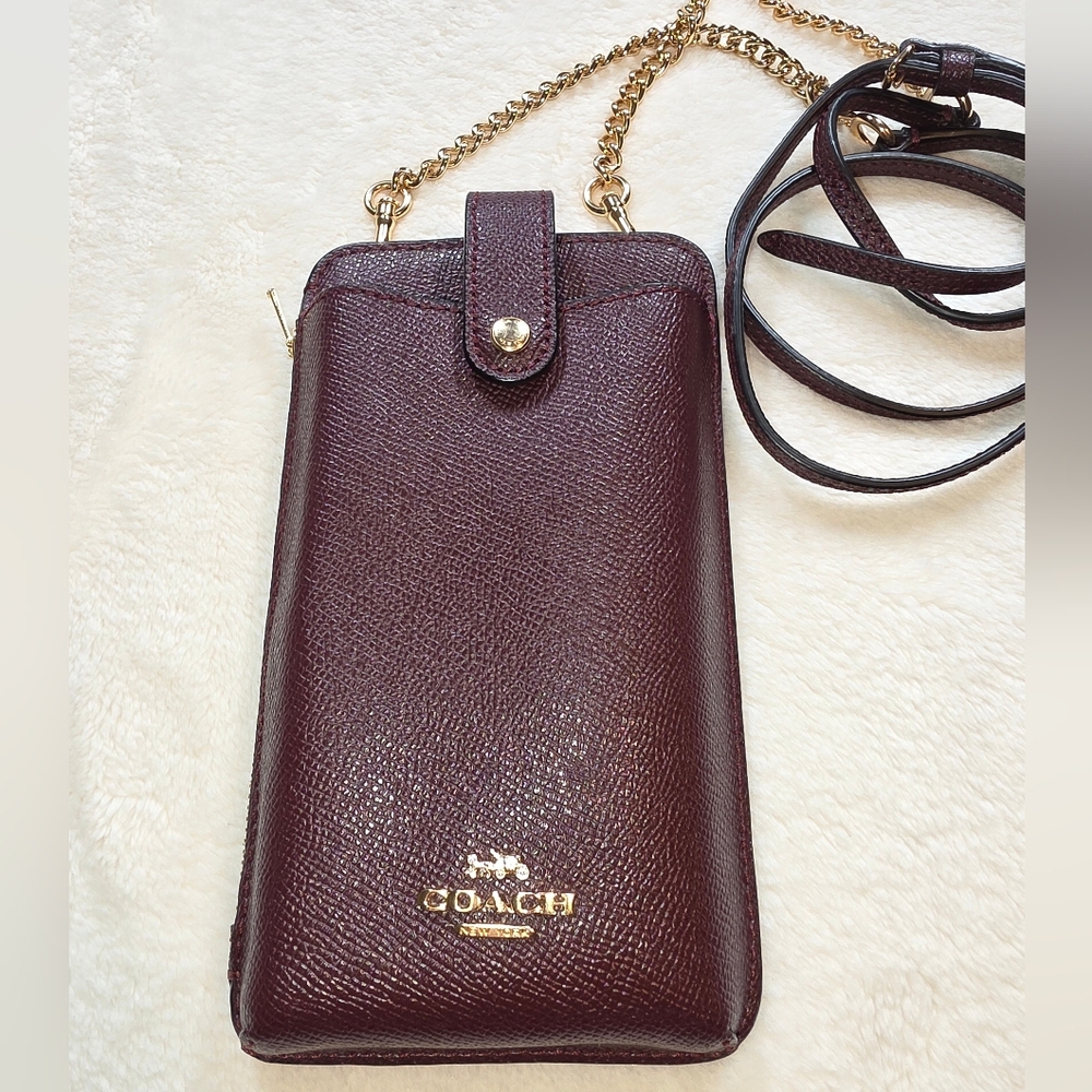 Coach North/South Crossbody Phone Case Purse Merlot